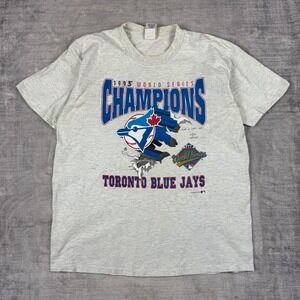 Toronto Blue Jays Shirt Mens XL Gray Vtg 1993 World Series Break Through Nutmeg